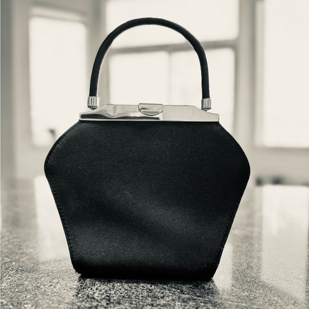 Banana Republic Satin and Silver Chrome Handbag